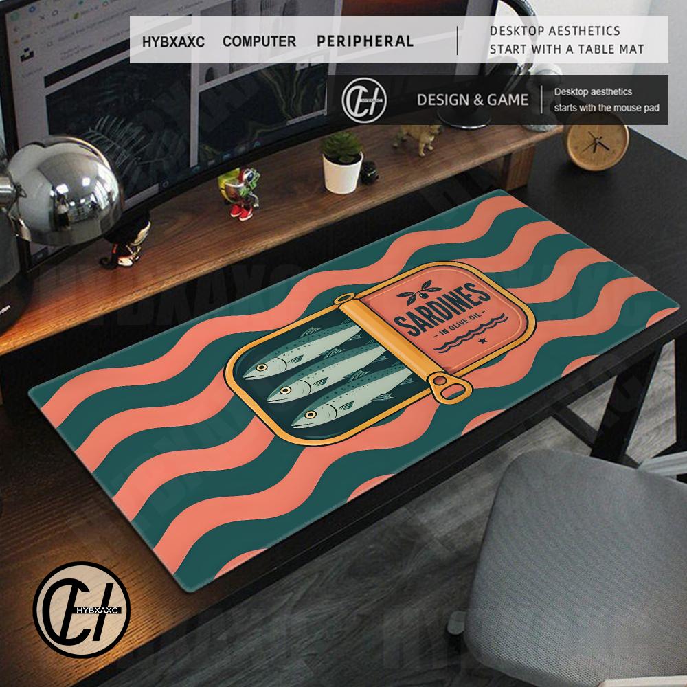 Retro Gaming Desk - Vintage Sardines Muismat Retro Zeevruchten Gaming