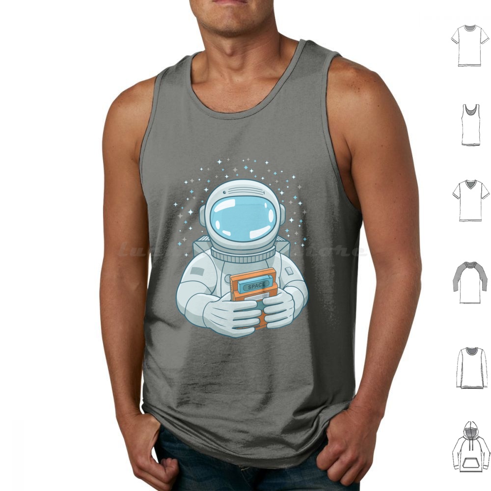 Retro Gaming Space - Gaming Spaceman tanktops Print Katoen Spaceman