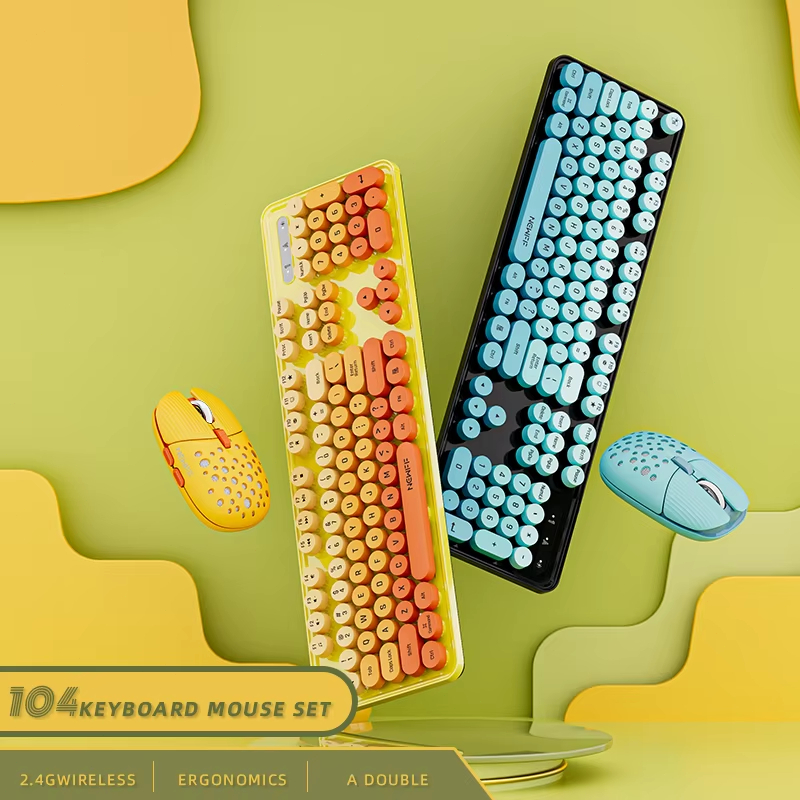 Retro Gaming Kc - 2.4G draadloos, ergonomisch gamingtoetsenbord en -muis,