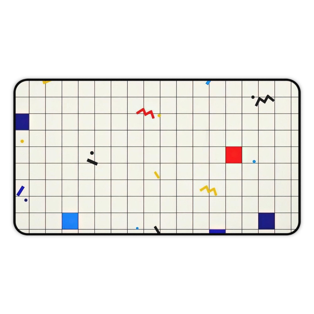 Retro Gaming Desk - Retro Geometrische Grid Bureaumat Muismat Memphis