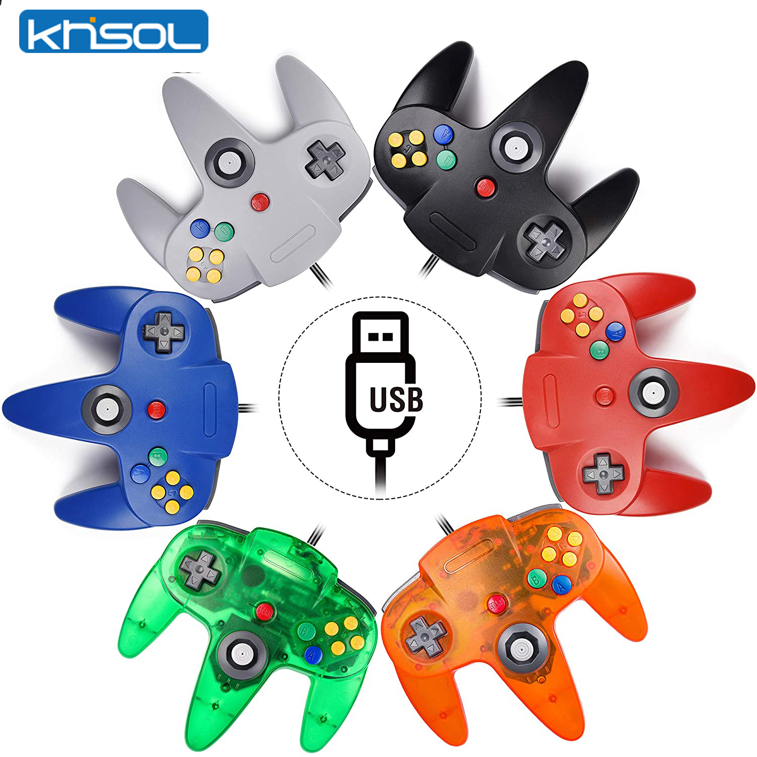 Retro Gaming Space - N64-controller Klassieke USB-bekabelde afstandsbediening Gamepad Gaming-joystick
