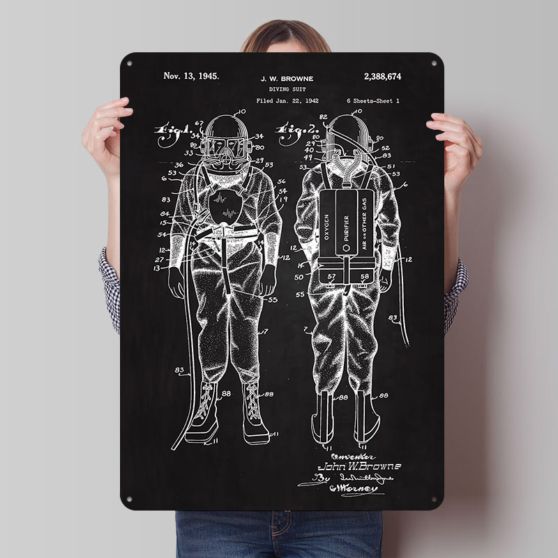 Duikpak Patent Metalen Poster  - Retro Gaming At Home recensie en prijs