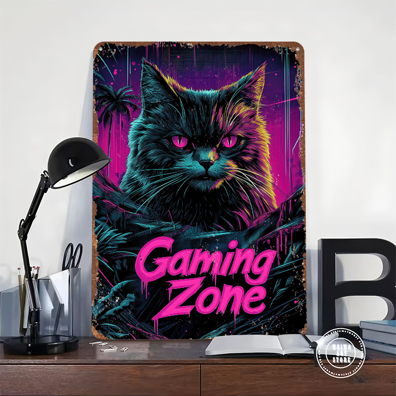 Gaming Cat Metalen Poster Aang - Retro Gaming At Home recensie en prijs